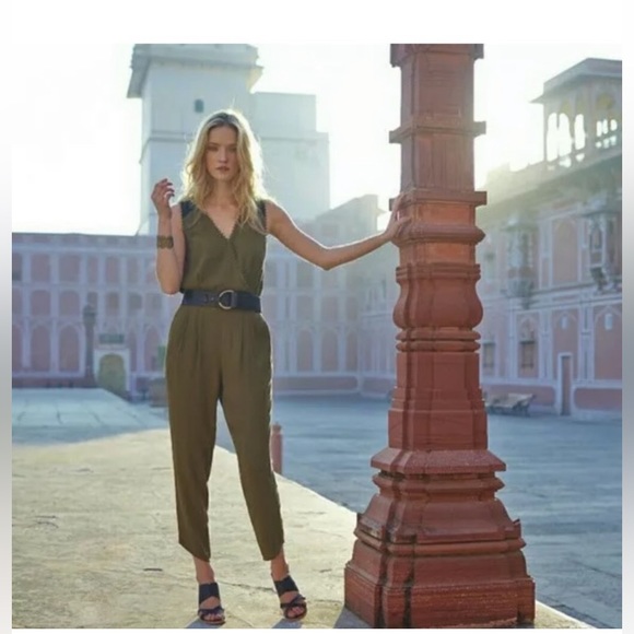 Leifsdottir (Anthro) Olive and black lace ankle length jumper with scalloped hem - Picture 5 of 16